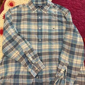 Vineyard Vines Men's Casual Blue Plaid Shirt